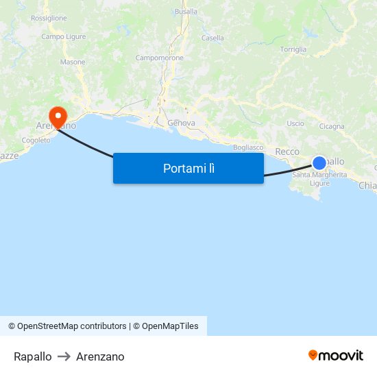 Rapallo to Arenzano map