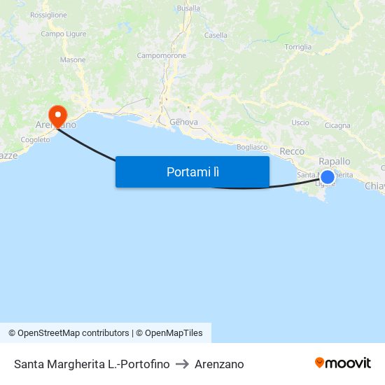 Santa Margherita L.-Portofino to Arenzano map