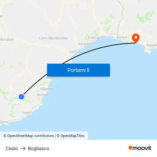 Cesio to Bogliasco map