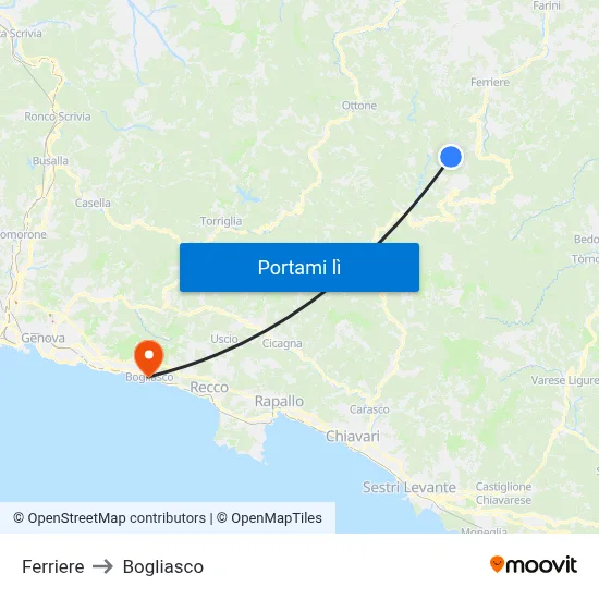 Ferriere to Bogliasco map