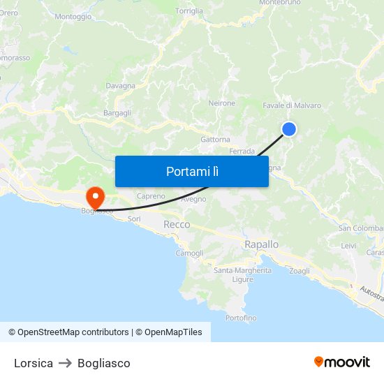 Lorsica to Bogliasco map