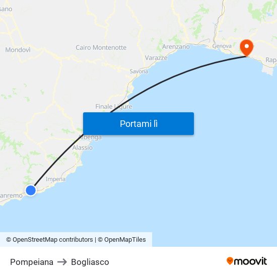 Pompeiana to Bogliasco map