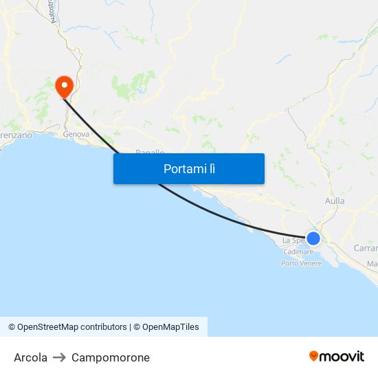 Arcola to Campomorone map