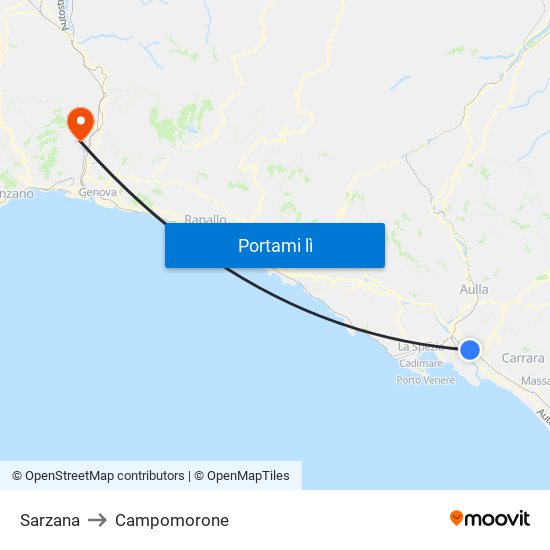 Sarzana to Campomorone map