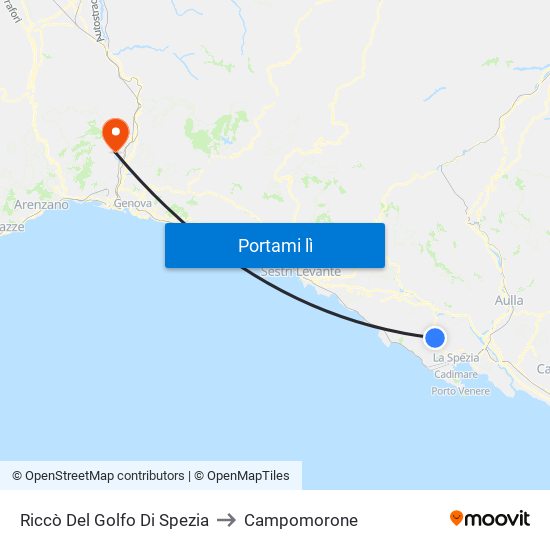 Riccò Del Golfo Di Spezia to Campomorone map