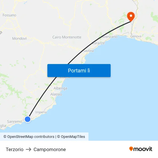 Terzorio to Campomorone map