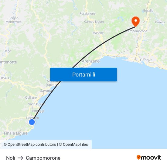 Noli to Campomorone map