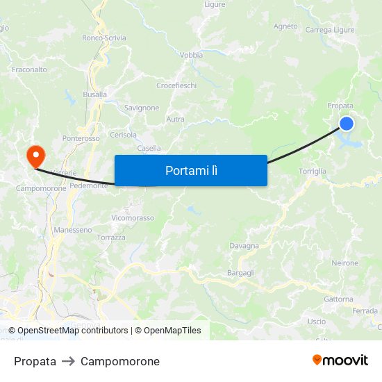Propata to Campomorone map