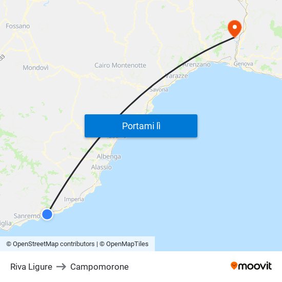 Riva Ligure to Campomorone map