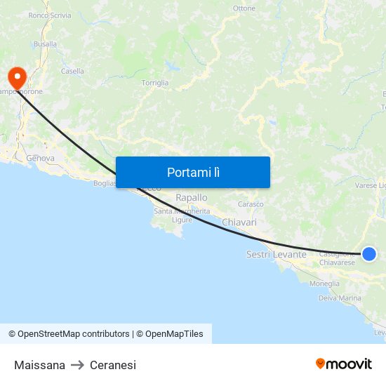 Maissana to Ceranesi map
