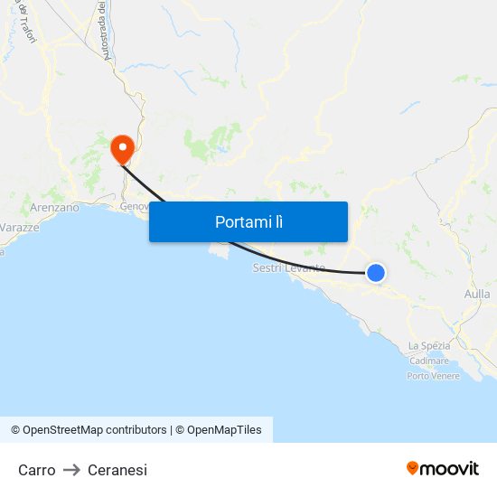 Carro to Ceranesi map