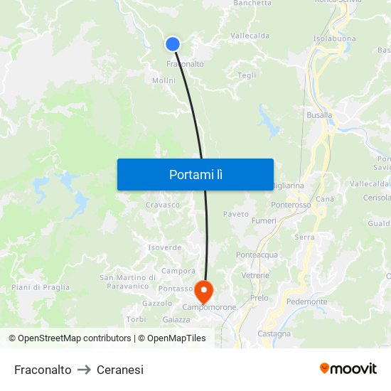 Fraconalto to Ceranesi map