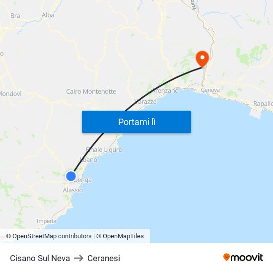 Cisano Sul Neva to Ceranesi map
