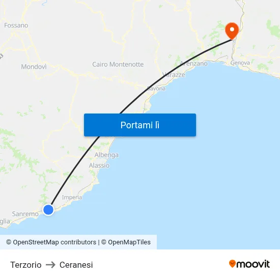 Terzorio to Ceranesi map