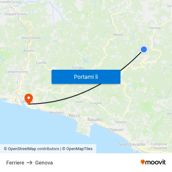 Ferriere to Genova map