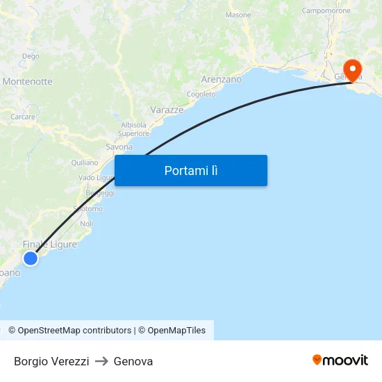 Borgio Verezzi to Genova map