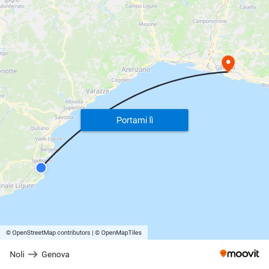 Noli to Genova map