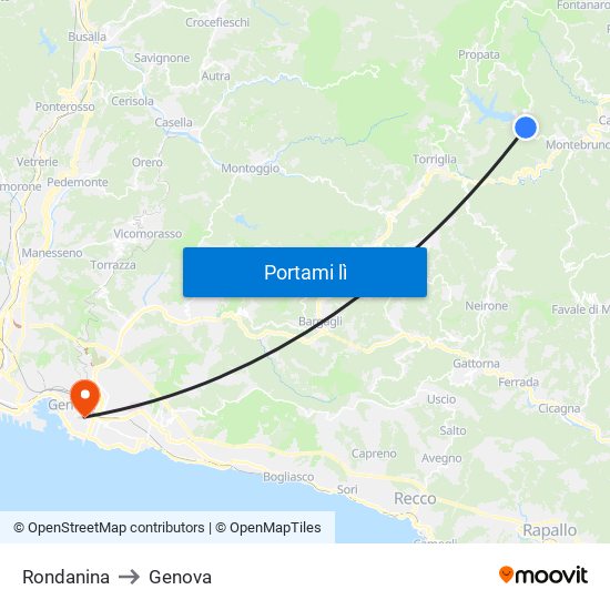 Rondanina to Genova map