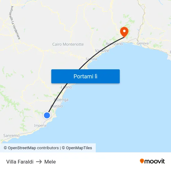 Villa Faraldi to Mele map