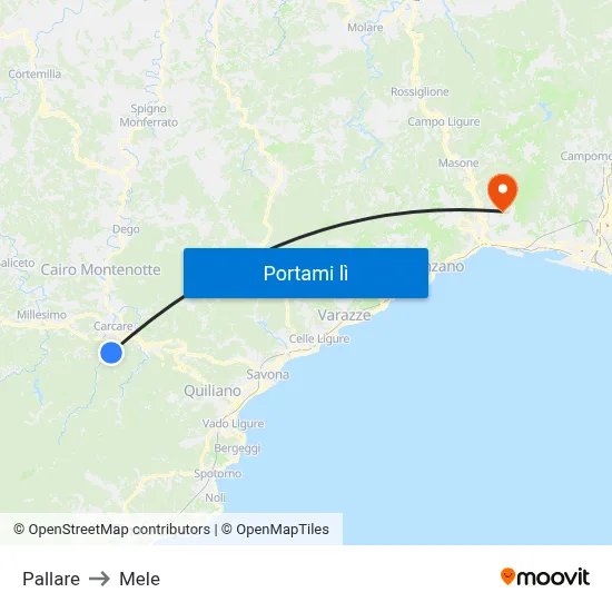 Pallare to Mele map
