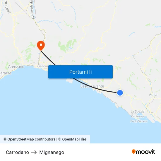 Carrodano to Mignanego map