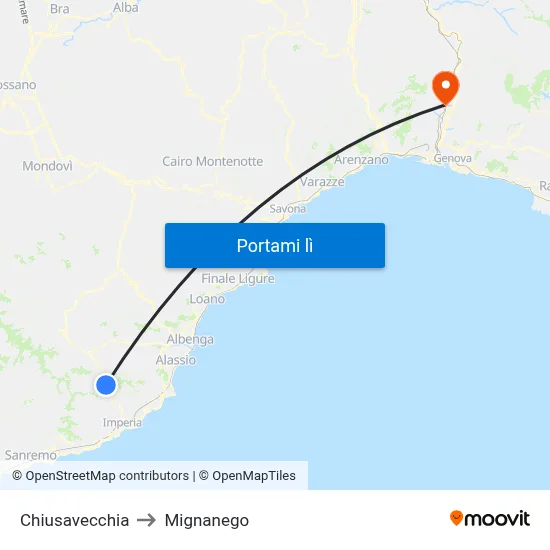 Chiusavecchia to Mignanego map