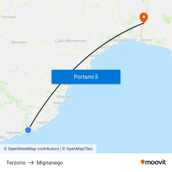 Terzorio to Mignanego map