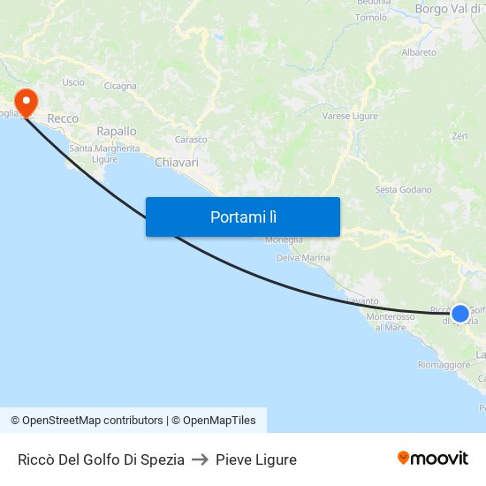 Riccò Del Golfo Di Spezia to Pieve Ligure map