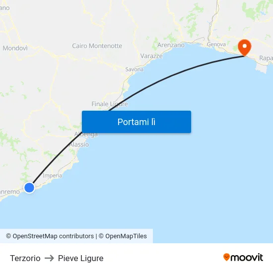 Terzorio to Pieve Ligure map