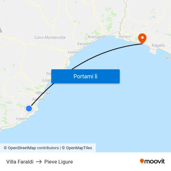 Villa Faraldi to Pieve Ligure map