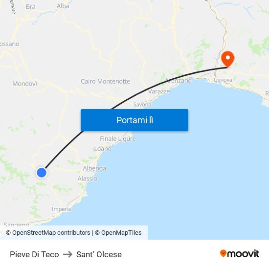 Pieve Di Teco to Sant' Olcese map