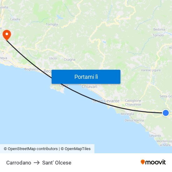 Carrodano to Sant' Olcese map