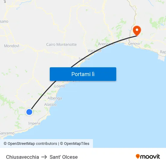 Chiusavecchia to Sant' Olcese map