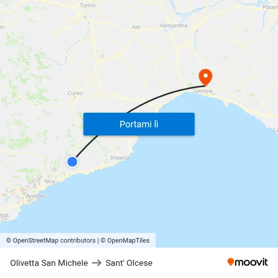 Olivetta San Michele to Sant' Olcese map