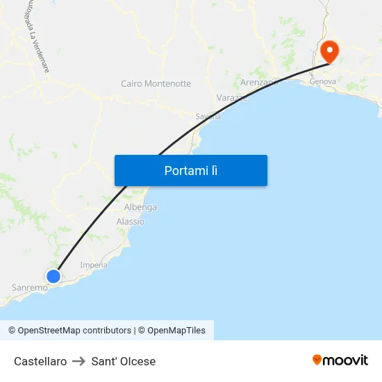 Castellaro to Sant' Olcese map