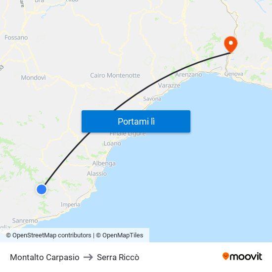 Montalto Carpasio to Serra Riccò map