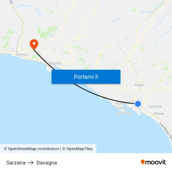 Sarzana to Davagna map