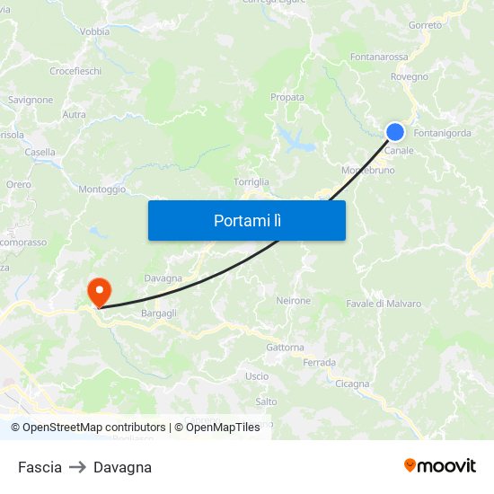 Fascia to Davagna map