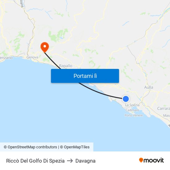 Riccò Del Golfo Di Spezia to Davagna map