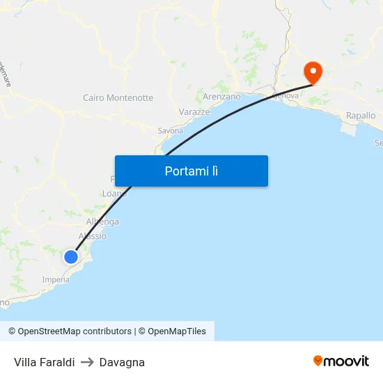 Villa Faraldi to Davagna map