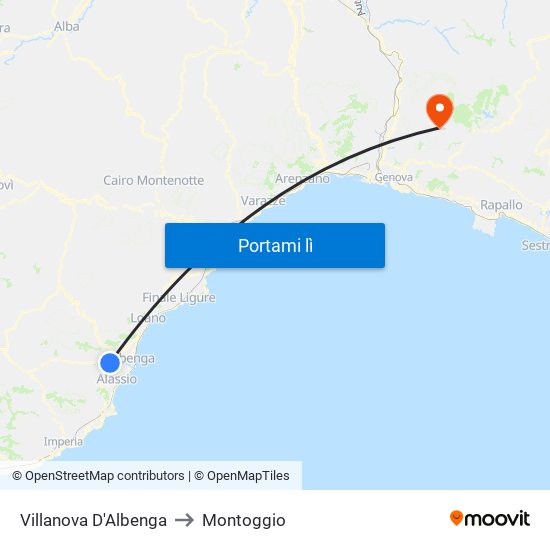 Villanova D'Albenga to Montoggio map