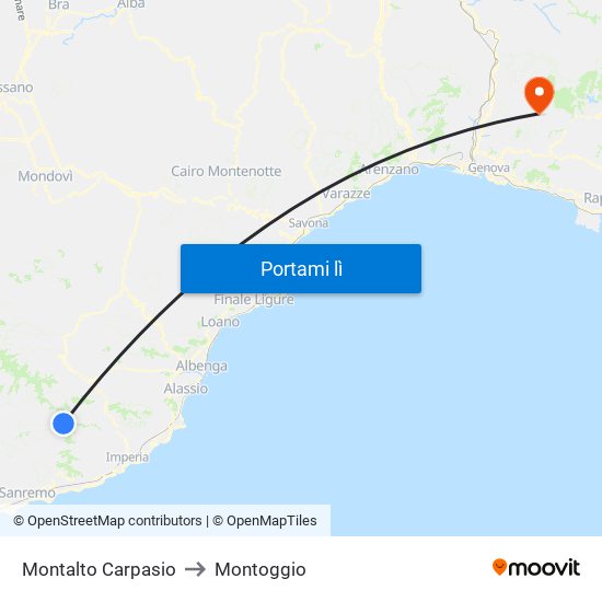 Montalto Carpasio to Montoggio map