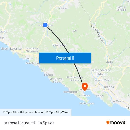 Varese Ligure to La Spezia map