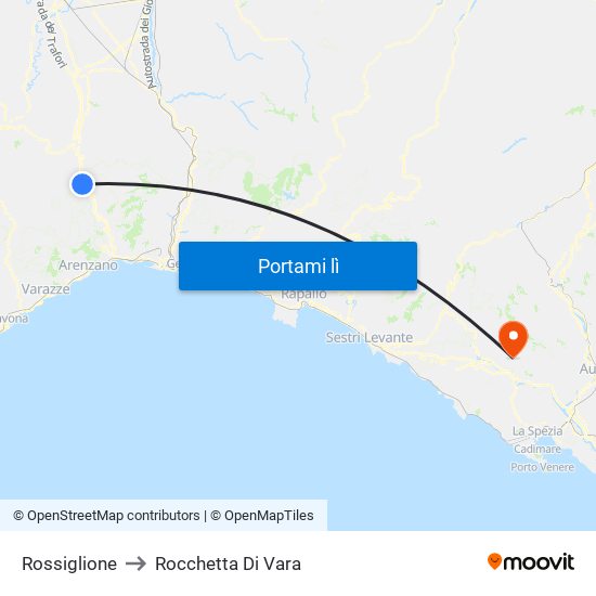 Rossiglione to Rocchetta Di Vara map