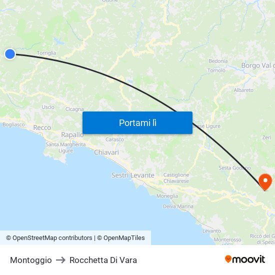 Montoggio to Rocchetta Di Vara map