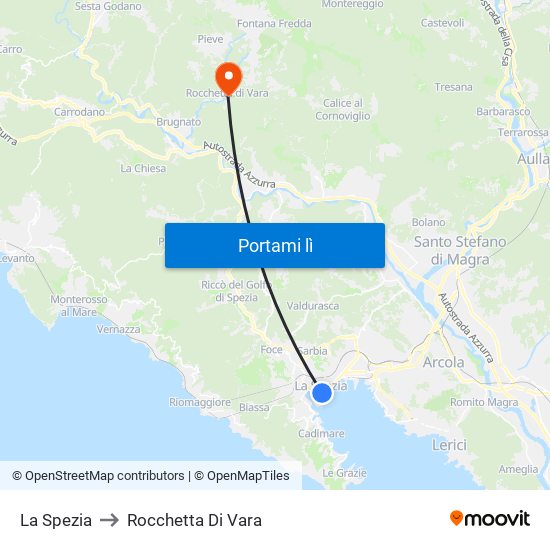 La Spezia to Rocchetta Di Vara map