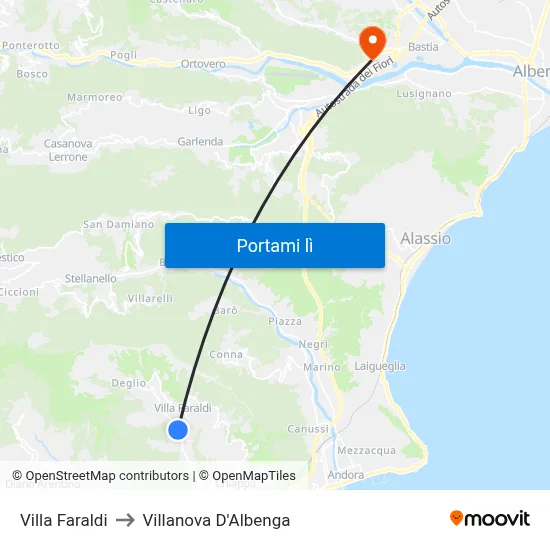 Villa Faraldi to Villanova D'Albenga map