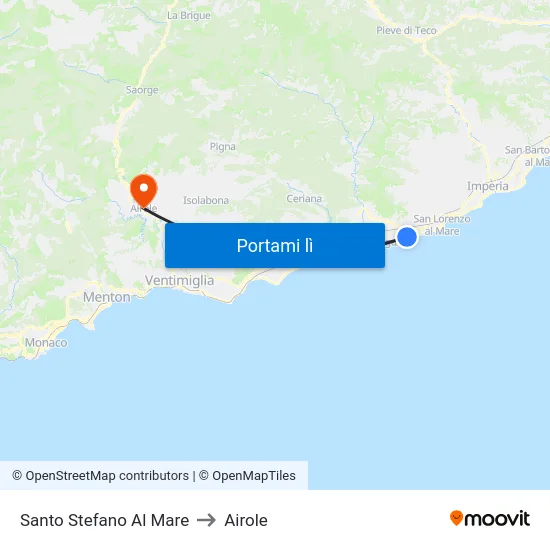 Santo Stefano Al Mare to Airole map