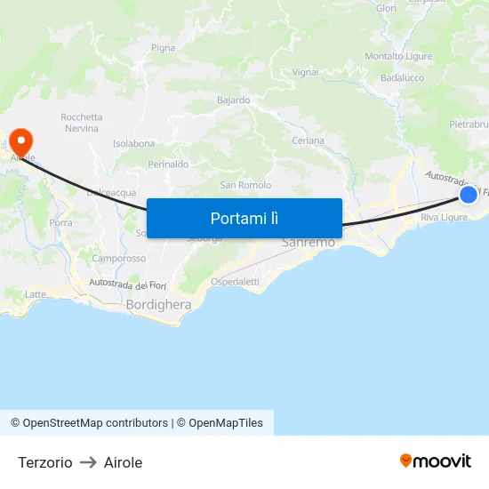 Terzorio to Airole map