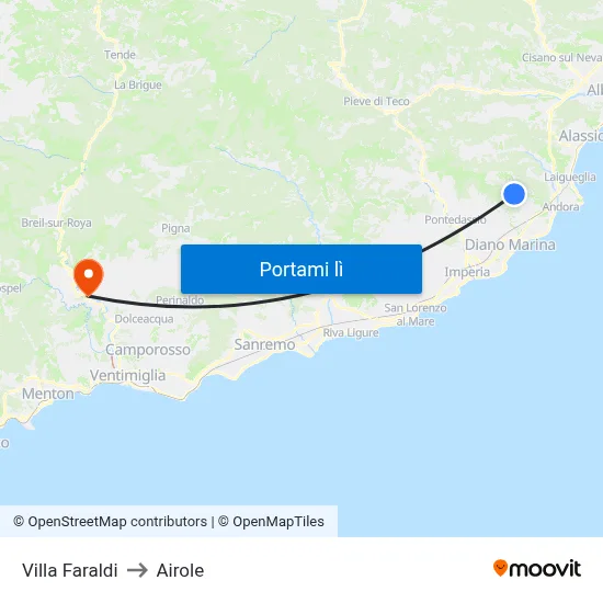 Villa Faraldi to Airole map
